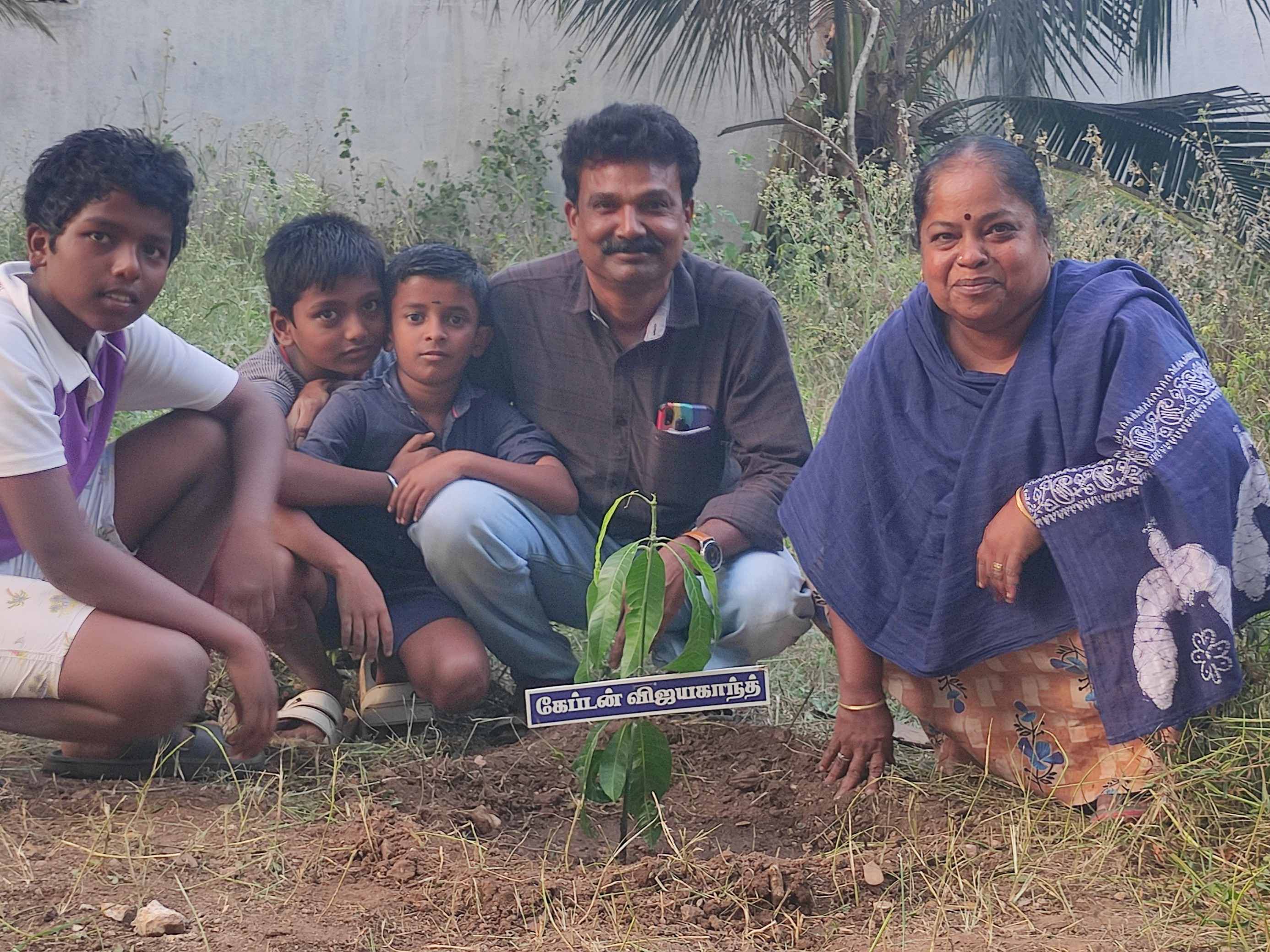 Planting Mango Tree in Remembrance of Captain Vijayakanth